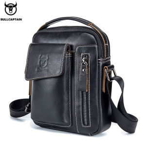 BULLCAPTAIN Casual Fashion Mens Messenger Bags Business Portable Handbag Man Leather Shoulder Bag Mobile 6.5 Phone Bags
