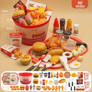 Nhà Bếp Trẻ Em Bộ Đồ Chơi Thực Phẩm Cho Bé Gái Giả Vờ Nhà Chơi Mô Phỏng Burger Pizza Bánh Mì Nấu Ăn Trò Chơi Phụ Kiện Playset