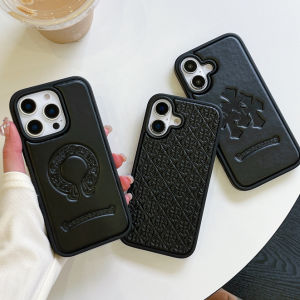 Luxury Brand Fashion stamping leather case For iPhone 16 15 14 13 Pro Max Shockproof Hard Cover