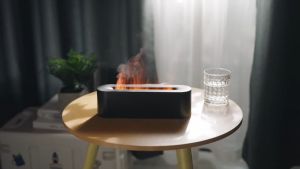 Flame Aroma Diffuser Humidifier Aromatherapy Purifier USB Desktop Simulation Light Atmosphere Lamp Air for Bedroom With 7 Colors