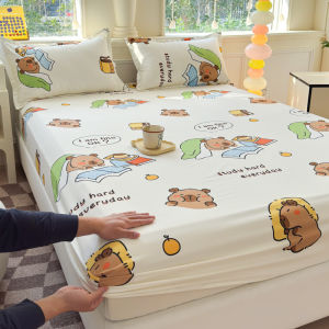 1pc Cartoon Fittedsheet Non-cotton Capybara Bedsheet Single/Super Single/Queen/King/Super King Bed Linen Cadar Kartun Kanak