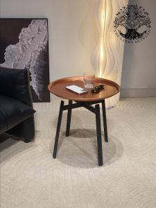 Bàn góc sofa cao cấp bàn phụ nhập khẩu cafe  COPPER TRAY 4 chân thép sơn tĩnh điện khay đồng cam