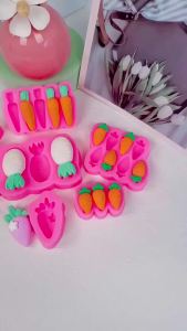 Carrot Silicone Mold DIY Fondant Chocolate Cake Decorating Candy Gum Paste Polymer Clay Cupcake Topper Baking Mold for Easter