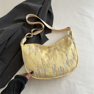 Fashionable Pleated Womens Bag 2024 New Korean Style Large Capacity Dumpling Bag Versatile Student Single Shoulder Crossbody Bag