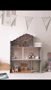 Wooden Blossom Dollhouse Ages 3+ Mini Furniture and Floral Interiors Gift For Girls by WISHLAND