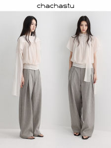CHACHASTU | Elegant See-through Lace Spliced Flared Sleeve Cinched Waist Blouse