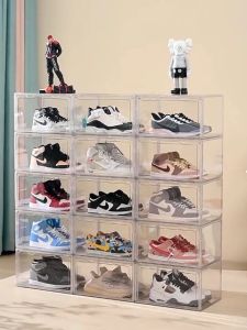LUXU 6PCS Shoe Box Acrylic Magnetic Clear Stackable Organizer Large Space Sneaker Container Storage Shoe box