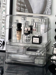Acrylic Cosmetic Storage Box Dustproof Large Capacity Desktop Organizer for Skin Care Products Rectangle Shape Plastic Case