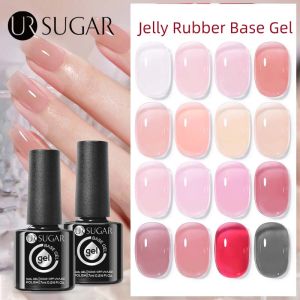 UR SUGAR 7ml Jelly Nude Rubber Gel Nail UV Polish Crystal Translucent Pink Semi Permanent Soak Off UV LED Construction Gel Varnish