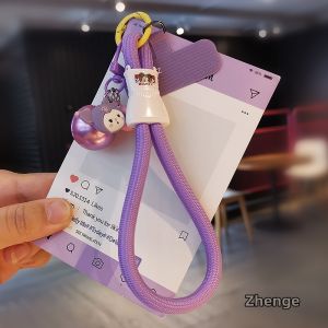 ZHENGEGE | Short Thick Colorful Braided Durable Cartoon Charm Anti-lost Phone Lanyard