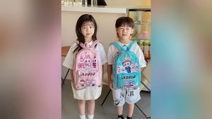 LABUBU เจ้าหญิงพิมพ์การ์ตูนschool bag กระเป๋านักเรียน การ์ตูนน่ารัก กระเป๋านักเรียนเด็ก กระเป๋าโรงเรียนประถม