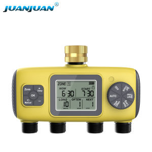 Smart Water Timer 4-Outlet Irrigation System Sprinkler Timer Garden Programmer IPX7 LCD Display