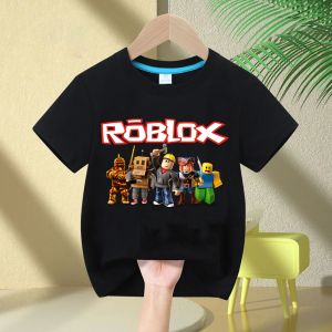 Bandai | Parent child Roblox 2026 childrens 100% pure cotton T-shirt - short sleeved round neck cartoon printed T-shirt casual