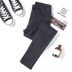 Quần Jeans Denim Co Giãn Cạp Cao Ôm Dáng Quần Ống Thẳng Màu Đen Cho Nữ Mùa Xuân Thu Mới Về Quần Jeans Co Giãn Thẳng