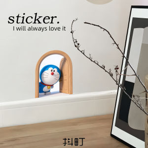 Adhesive Wall Mural Cat Door Stickers 3D Cute Creative Self-Adhesive Footline Cover-Up Decals Home Decorations