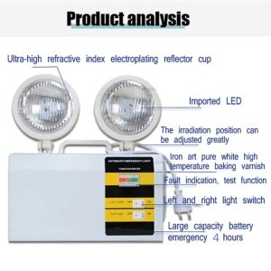 BSN*Original 【24 hours delivery】 Emergency Lamp Light Fire Emergency Lamp Ultrafire Rechargeable Twinhead LED Automatic Emergency Lamp for Brown OutSafety Exit Evacuation Instructions Work Lights