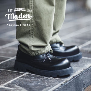 MADEN brand workwear style men youth business party 2025 autumn new Mickey Derby shoes couples round toe workwear big toe shoes mens shoes commuting thick soled casual leather shoes