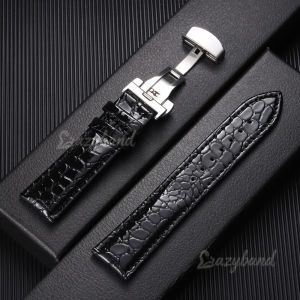 12/14/16/18/19/20/22mm New Crocodile Pattern Design Leather Watch Band Automatic Buckle Men Women Business Strap Universal Brown