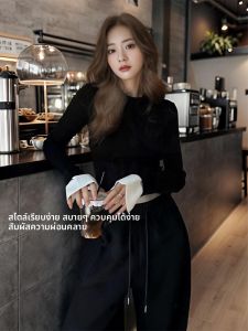 เสื้อสเวตเตอร์ถักแขนกระดิ่งคอตั้งสไตล์ฝรั่งเศสสำหรับผู้หญิง เสื้อชั้นในฤดูใบไม้ร่วง/ฤดูหนาว เสื้อชั้นในสไตล์ BM ลำลอง