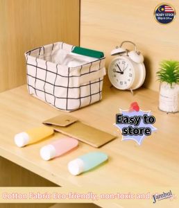 Rectangular Fabric Cotton Storage Basket Foldable Waterproof Bath Sundry Container Box Organizer Kotak Bakul Segi 4