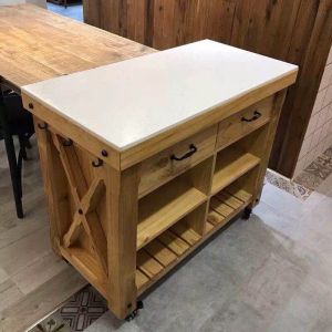 American Industrial Style Sideboard Cabinet 60 Wide Dining Table Integrated Modern Minimalist Kitchen Locker with Wheels Log Style Kitchen Island