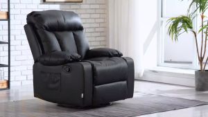 Daphnie-V2 1-Seater Air Leather Manual/ Manual Sofa Recliner with Rocking & Swivel