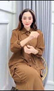 GRATIS ONGKIR ONE SET MAURA KNIT SETELAN BAJU DAN CELANA WANITA PANJANG CRINKLE AIRFLOW