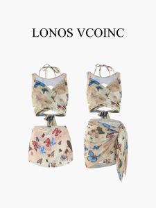 LONOS VCOINC Thermal Spa Bikini Set Slimming Three-Piece Suit Conceals Flaws Womens Swimsuit with Steel Support Bra Pads