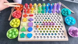 Toys Unlimited Early Learning 1-10 Quantity Color Matching Wooden Clip Beads Alphabet ABC Vocabulary Words Math Kids Toy Baby Girl Gift