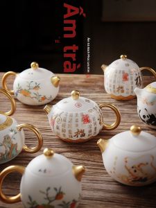 MIANXIAOCHENG | Bình Xi Shi Vẽ Tay Mạ Vàng Cao Cấp