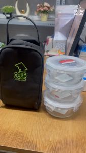 Hộp thủy tinh trữ thức ăn thực phẩm chịu nhiệt COBACOOK hộp tròn dung tích 400ml- CBHR400