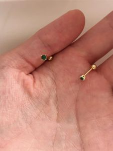 Sleeping Friendly 925 Silver Needle Mini Emerald Zircon Stud Earrings Ear Cuff Screw Back Ear Bone Studs Fashion Jewelry
