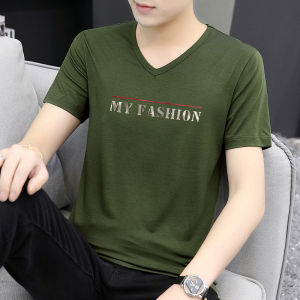 Áo Thun Nam Mùa Hè Cổ Chữ V Tay Ngắn Mỏng Bằng Lụa Băng Modal Thời Trang Nhanh Khô Mát Mẻ Áo Thun Thường Ngày Thoáng Khí