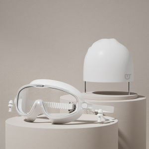 Umay(佑美) | Prescription HD Anti-fog Wide Frame Swimming Goggles and Cap Set for Kids Women