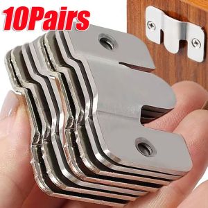 10 Sets Stainless Steel Concealed Photo Frame Hook / Flush Mount Wall Hanger Screw Fixing Buckle / Photo Frame Connection Interlock Bracket / Interlocking Photo Picture Frame Cleats