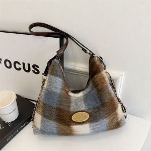 กระเป๋าสะพายไหล่แบบลำลองขนาดใหญ่สำหรับผู้หญิง กระเป๋าใต้วงแขนแฟชั่นฤดูใบไม้ผลิ 2023 กระเป๋าสตางค์แบบมีซิป สไตล์ย้อนยุค กระเป๋าถือสไตล์ Tote