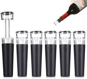 Vacuum Wine Bottle Stopper Reusable Wine Bottle Stoppers Built-in Vacuum Pump Leakproof Wine Bottle Sealer Silicone Caps
