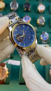 Đồng hồ nam Fngeen F757 đồng hồ pin mặt đính đá tuyệt đẹp xem ngày dây thép không gỉ thời trang sang trọng - mixline