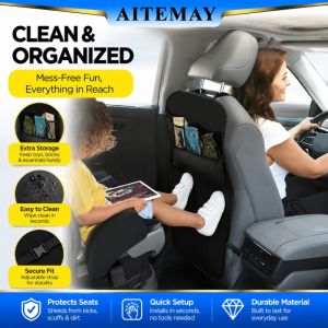 Aitemay 2PCS Car Seat Kick Protector for Kids & Babies - Universal Fit Anti-Mud Anti-Kick Waterproof Seat Cover Car Accessories