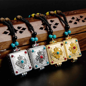 Miniature Gaway Box Pendant Cross Vajra Personal Amulet Portable Lucky Charm Fashion Jewelry Accessory Alloy Silver Gold Plated