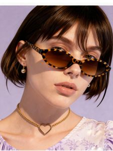 1PC Retro Small Frame Sunglasses Hot Girl Internet Celebrity Same Fashion All-Match Glasses Oval Frame Street Shot Sunshade