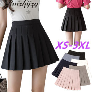 Ruizhijzg Ready Stock Pleated Skirt Women Ladies A-line Tennis High Waist Short Lady Mini Skirt Safety pants inside Japanese Korean Style Plus Size