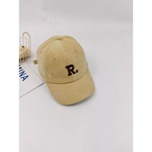 CAE - Topi Bisbol Anak 3-10 tahun Laki Perempuan Inisial Huruf Letter R A Corduroy Baseball Hat Import