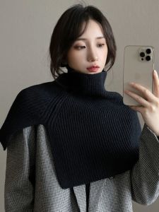 ผ้าพันคอถักนิตติ้งสำหรับผู้หญิงในฤดูหนาว สไตล์เกาหลี ผ้าคลุมไหล่สีพื้นอเนกประสงค์ อบอุ่นและสวมใส่สบาย ผ้าฝ้ายโพลีเอสเตอร์ 100%