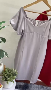 TW8257 10Dee Dress เดรสคอเหลี่ยมแขนตุ๊กตา