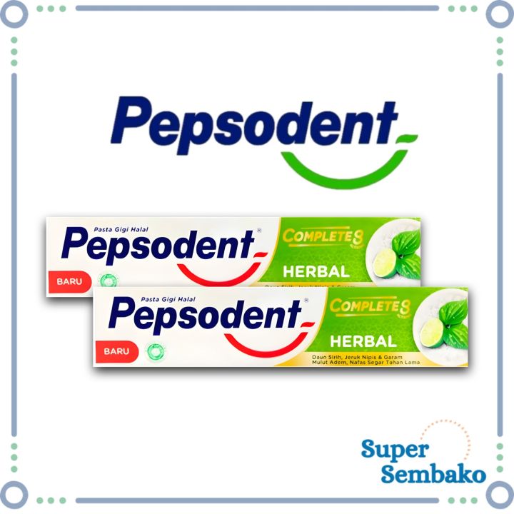 PASTA GIGI ODOL PEPSODENT COMPLETE 8 HERBAL DAUN SIRIH JERUK NIPIS 75gr MURAH MAKASSAR