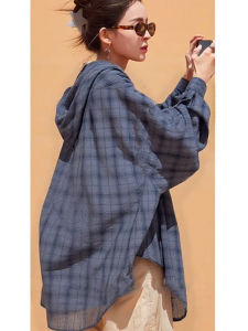 ZHUOCAN | Sun Protection Thin Summer Hooded Shirt Grid