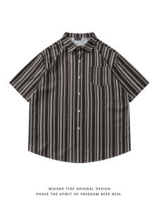 เสื้อเชิ้ตแขนสั้นผู้ชาย MOISHE TIDE ทรงหลวม ระบายอากาศได้ดี ผ้าโพลีเอสเตอร์ ฤดูร้อน ป้องกันแสงแดด ทรงตรง ปกโปโล ทรงเข้ารูป