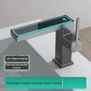 Modern black single hole digital display faucet - ceramic valve core suitable for kitchen and bathroom sinks