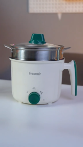 [Produk Baru] freemir Panci Listrik 1.2L Panci Elektrik Pot Elektrik Panci Listrik Anti Lengket dengan Low Watt Gratis Pengukus